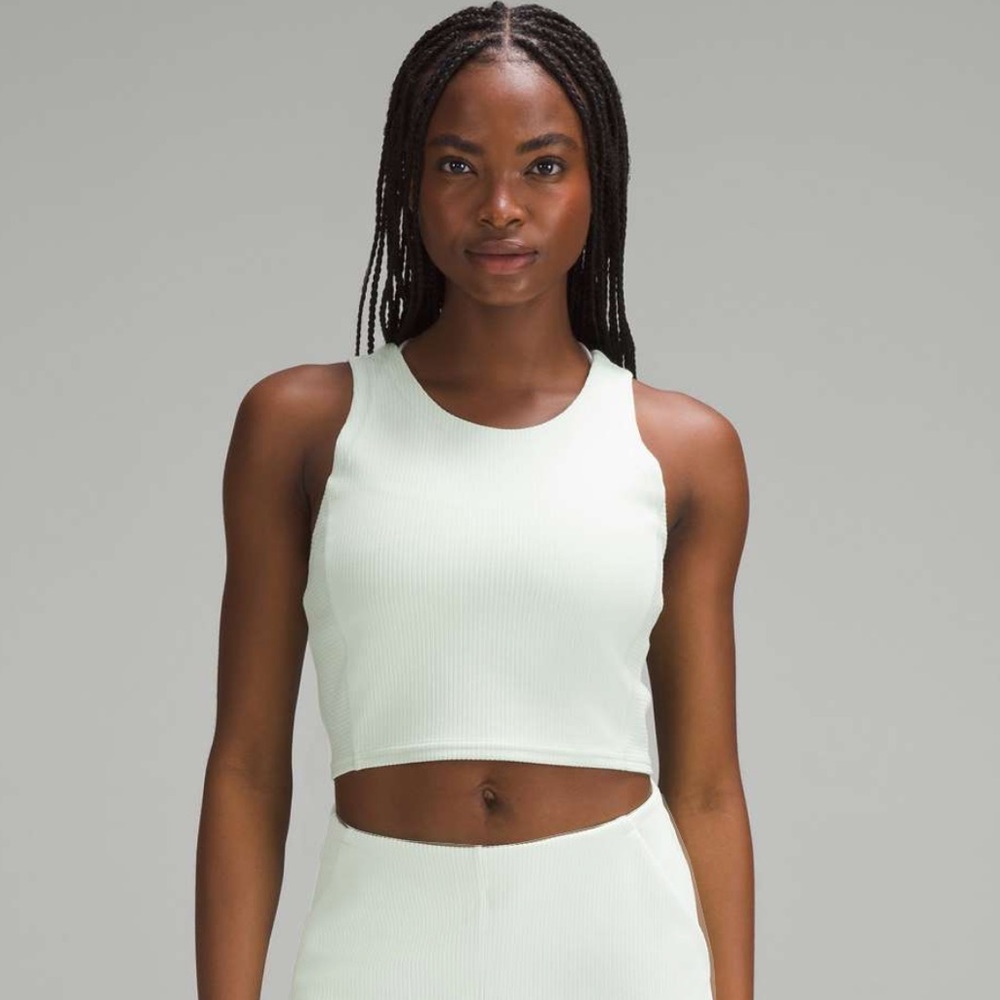 Lululemon Ribbed Softstreme Cropped Tank - Kohlrabi Green - Size 14
